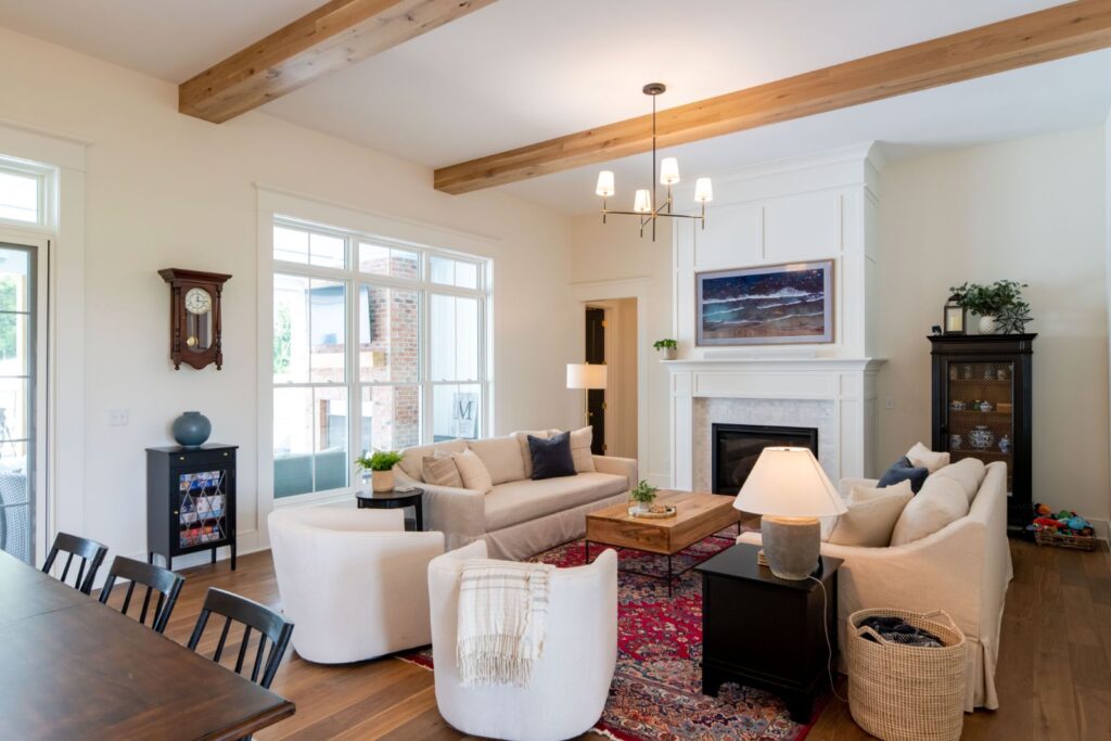 Contemporary Living Room with white furniture, walls, and window sills.